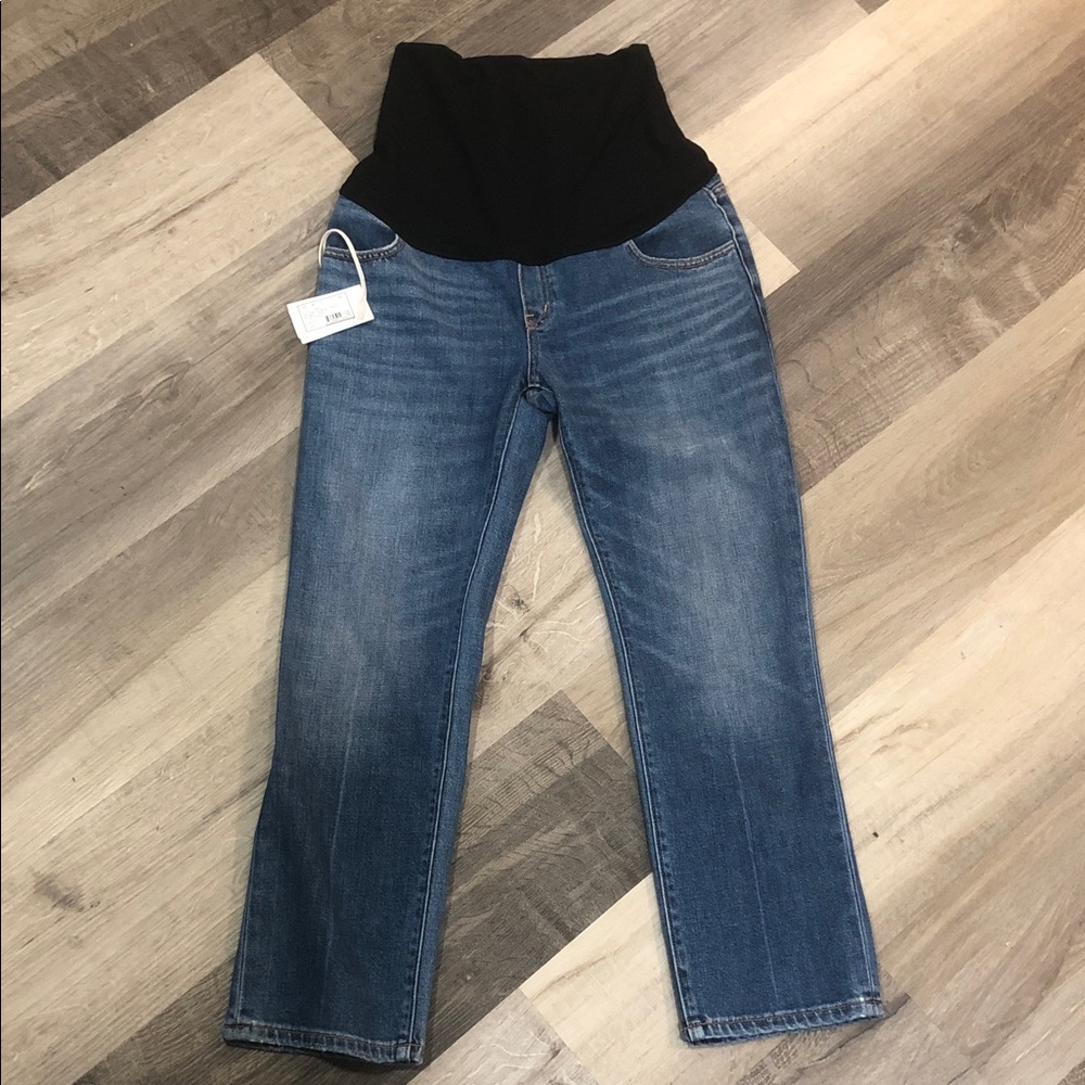 Hatch High Over The Bump Straight Leg Maternity Blue Jeans